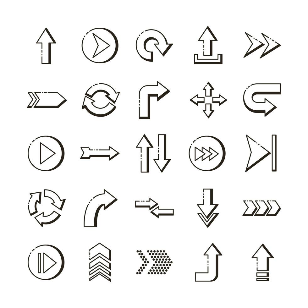 bundle of arrows set icons vector