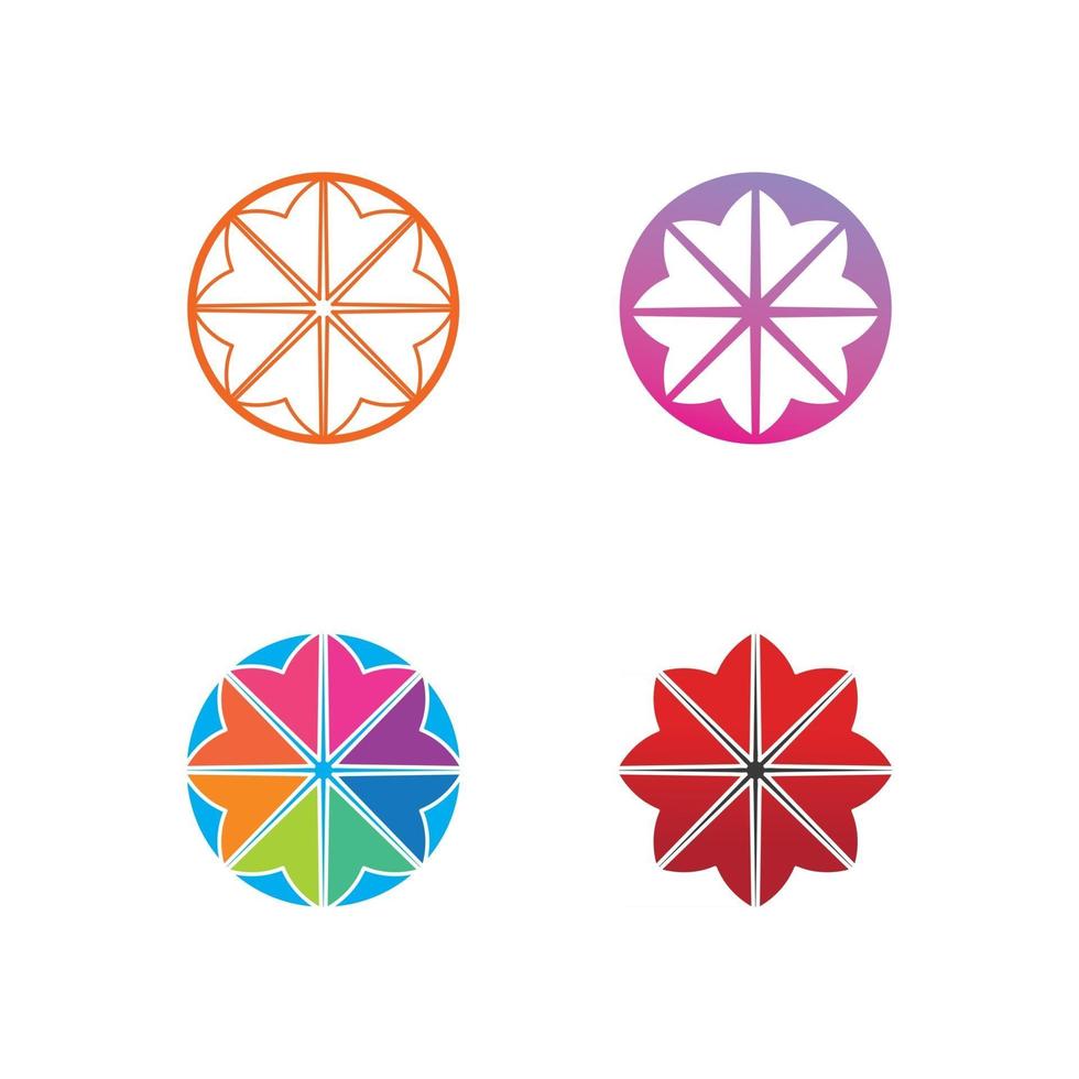 Conjunto de flores de diseño vectorial y conjunto de iconos de logotipo color de la naturaleza vector