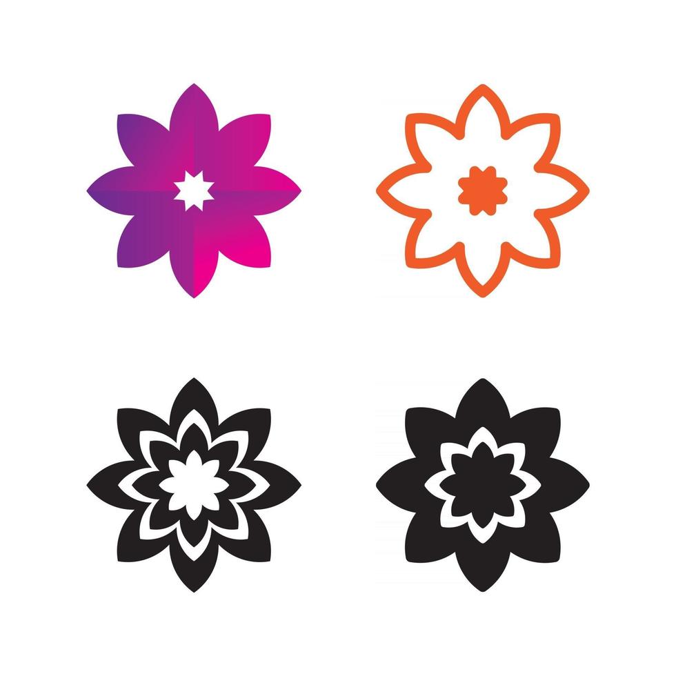 Conjunto de flores de diseño vectorial y conjunto de iconos de logotipo color de la naturaleza vector