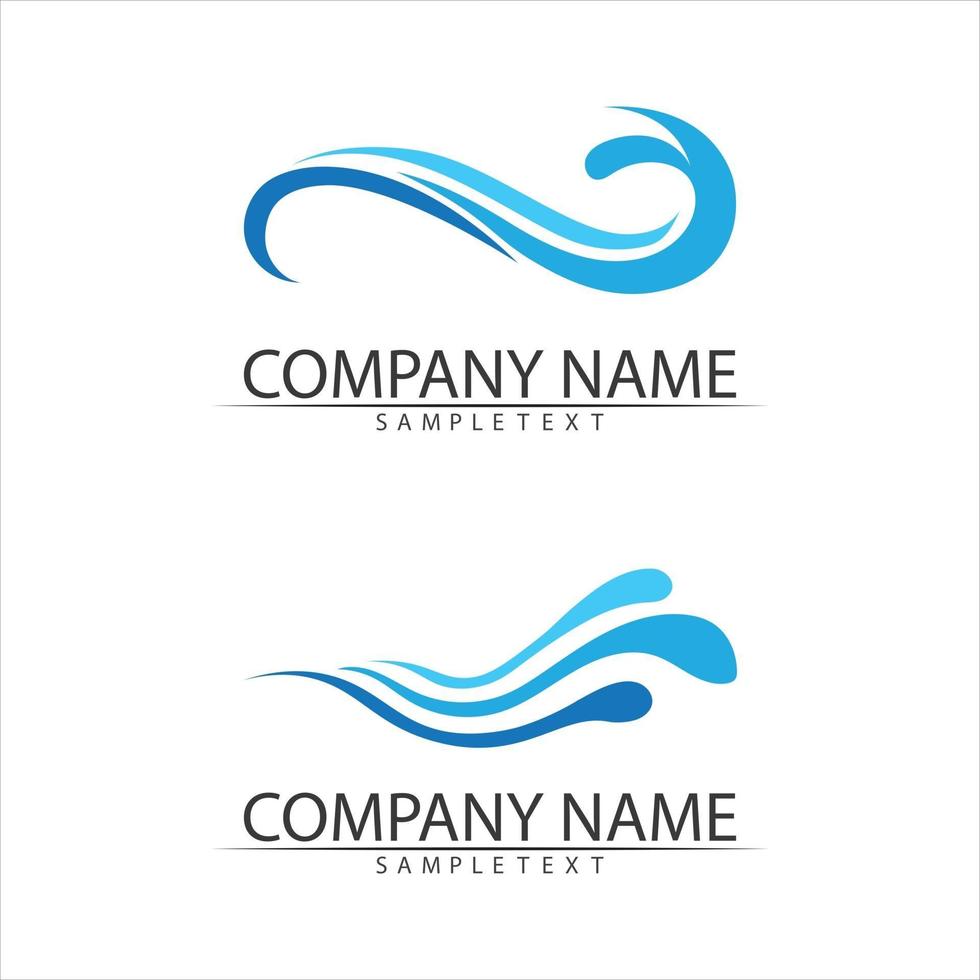 Water and wave icon vector abstract logo design water drop and blue