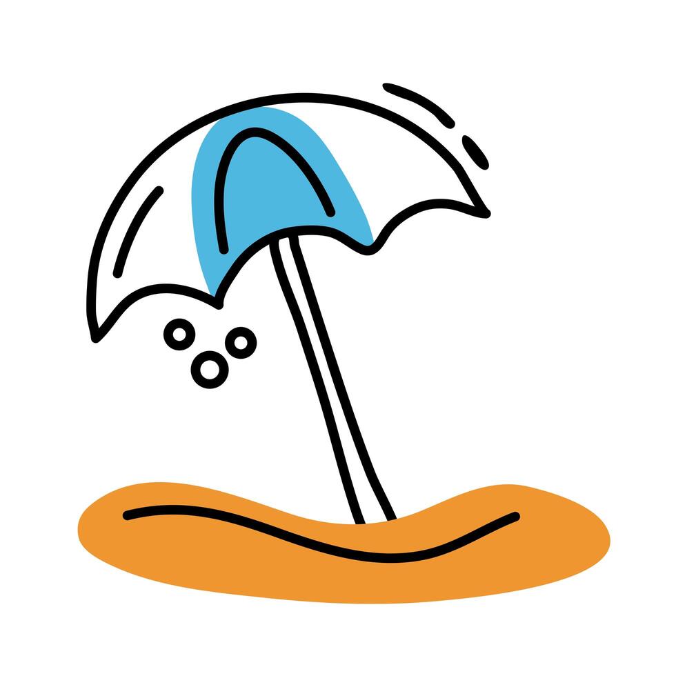 umbrella beach line and fill icon vector