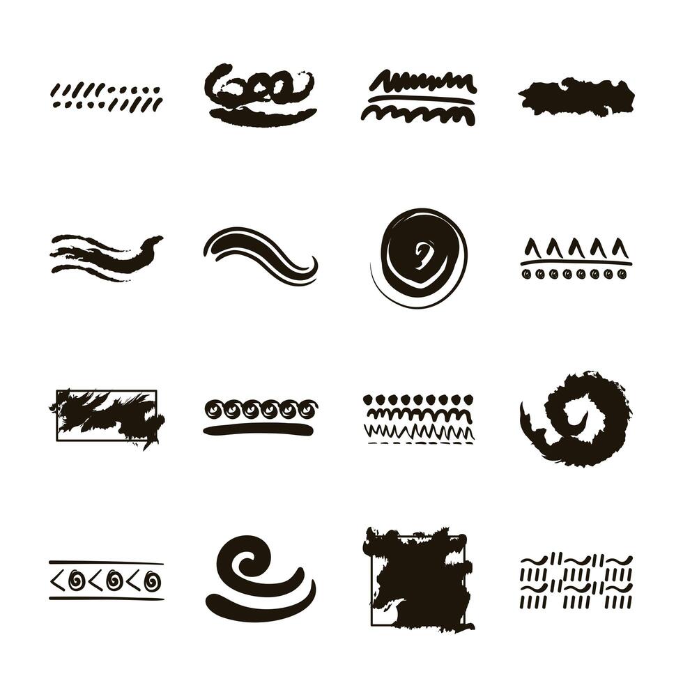 bundle of creative design with brush strokes icons vector