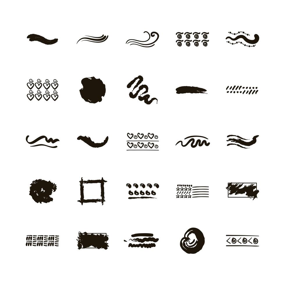 bundle of creative design with brush strokes icons vector