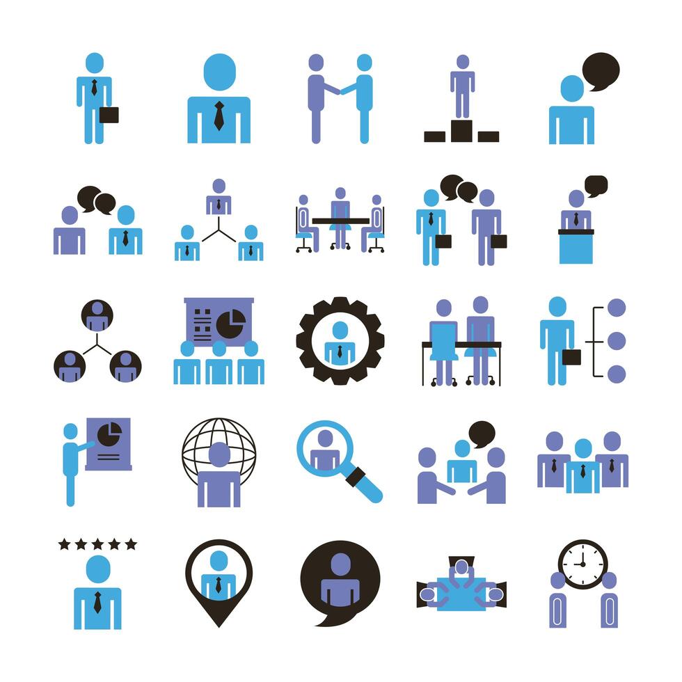 bundle of business people avatars set icons vector