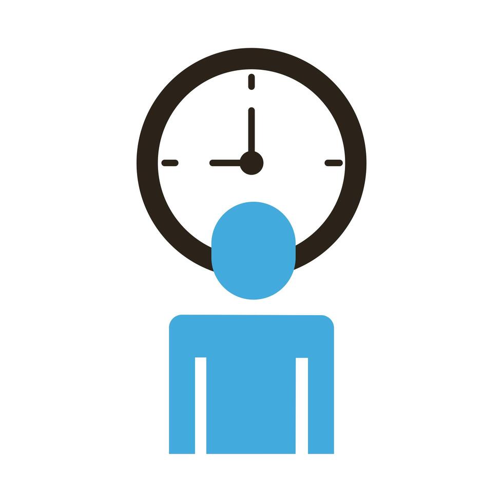 businessman figure with time watch flat style icon vector