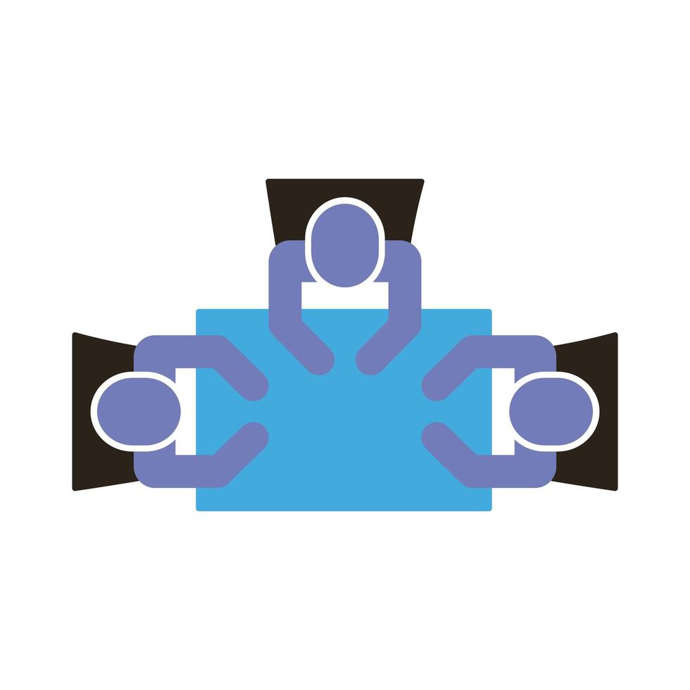 businessmen teamwork figures in table flat style icon vector