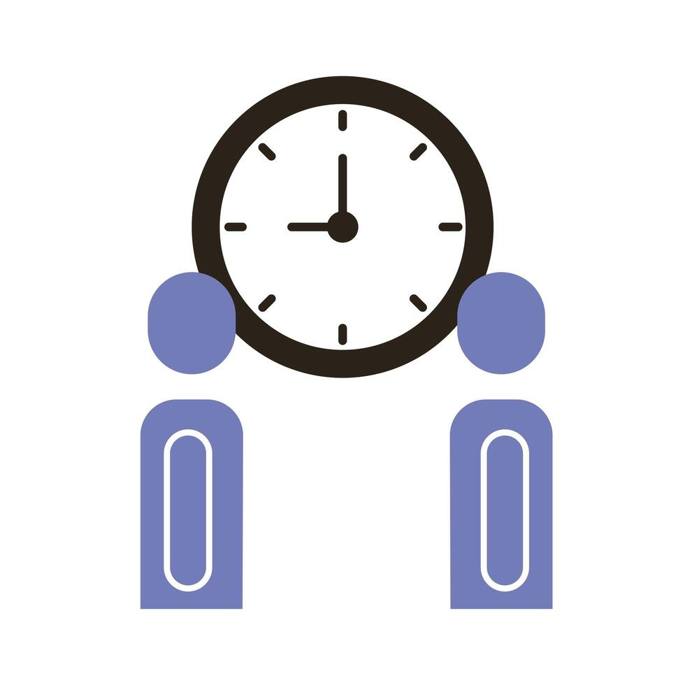 businessmen couple figures with time clock flat style icon vector