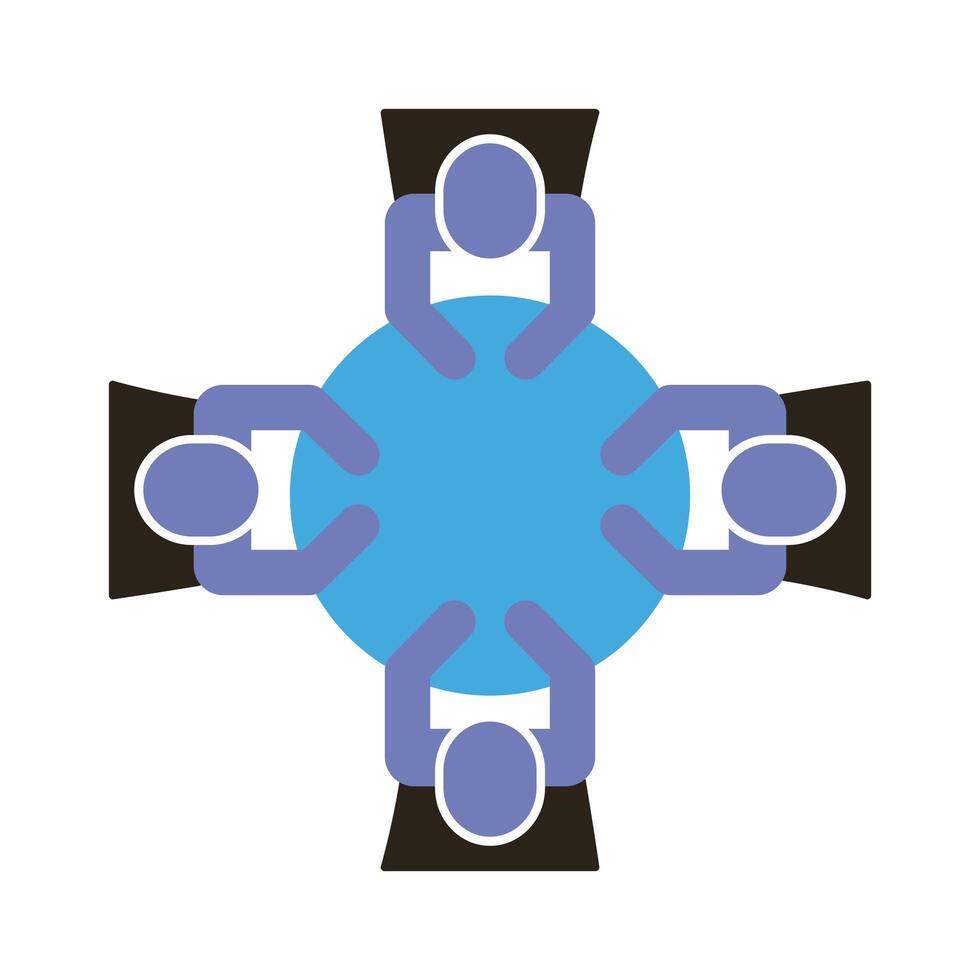 businessmen teamwork figures in table flat style icon vector