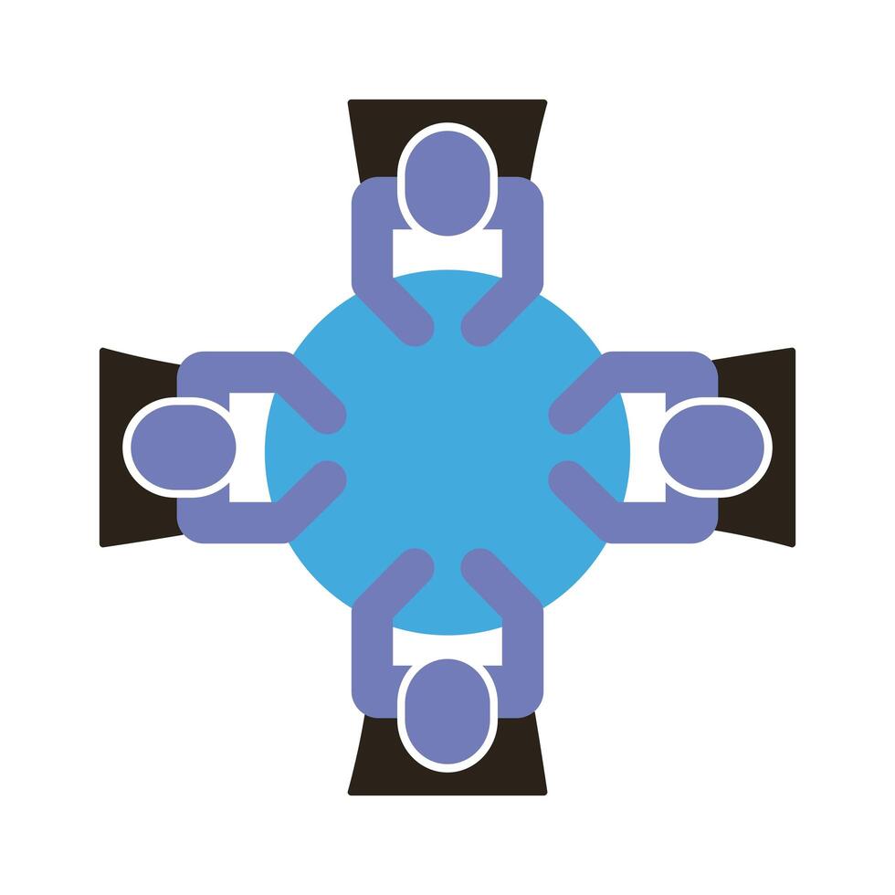 businessmen teamwork figures in table flat style icon vector