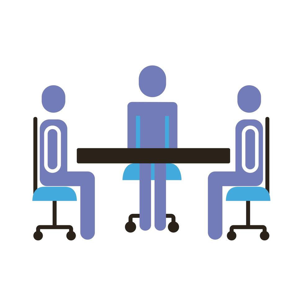 businessmen teamwork figures in table flat style icon vector