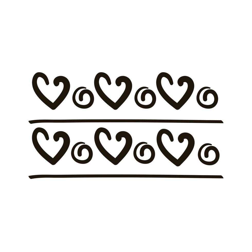 twisters and hearts creative design with brush stroke silhouette style vector