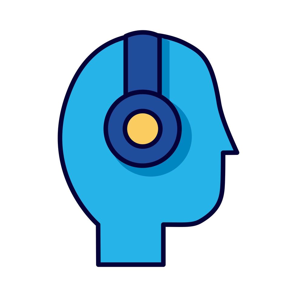 profile with headset communication line and fill style icon vector