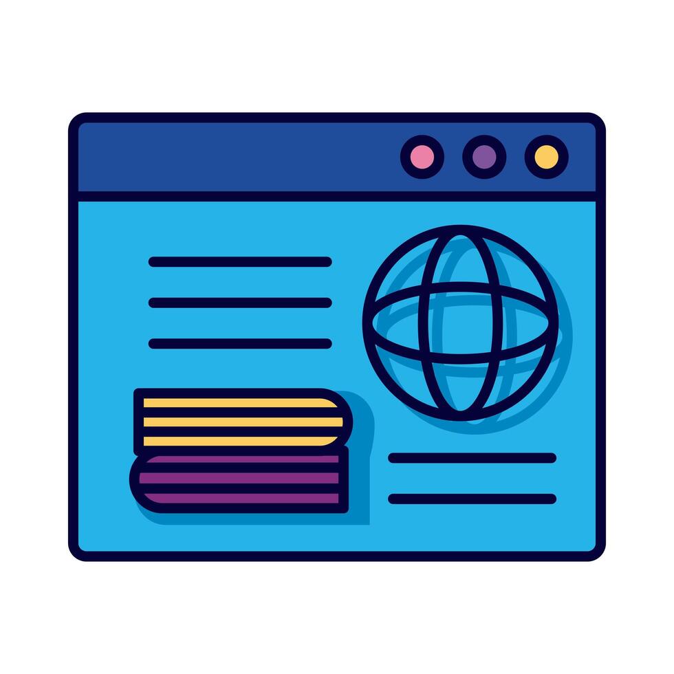 sphere browser with template webpage line and fill style icon vector