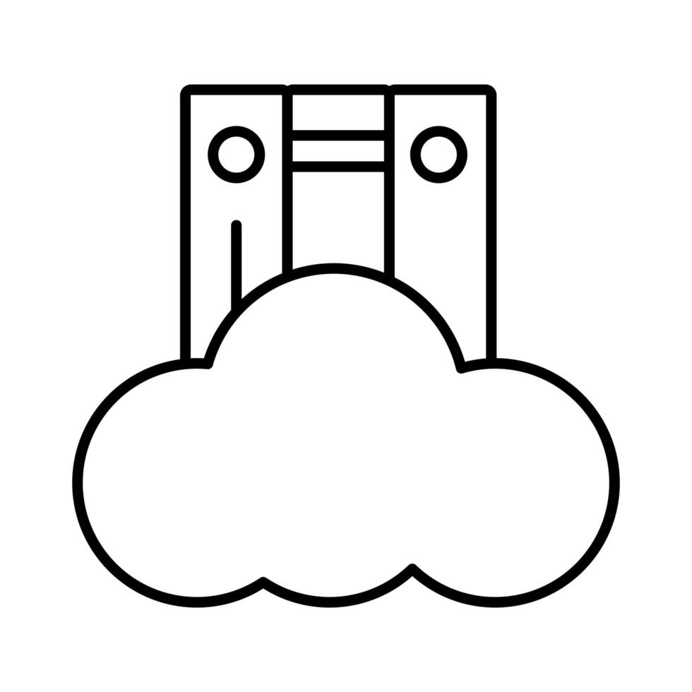 electronic books with cloud computing education online line style vector