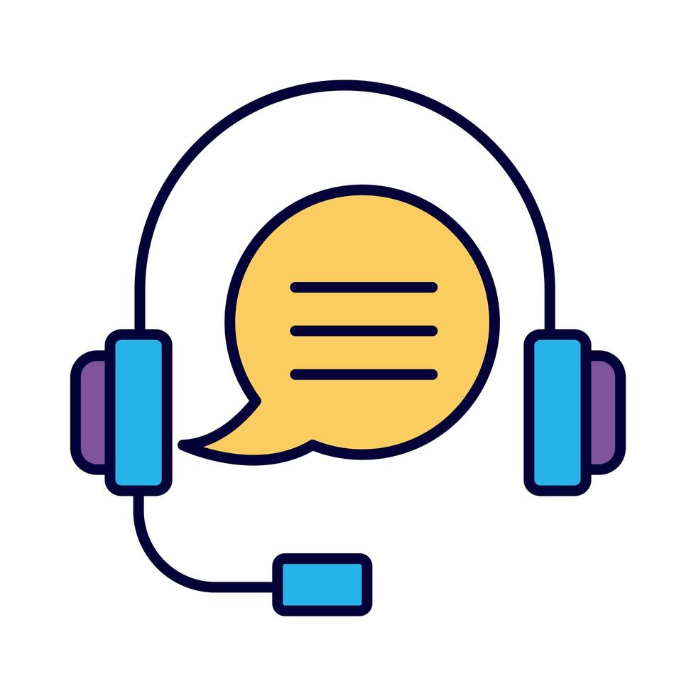 headset with speech bubble communication line and fill style icon vector