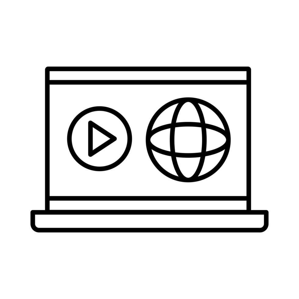 sphere browser with laptop line style icon vector