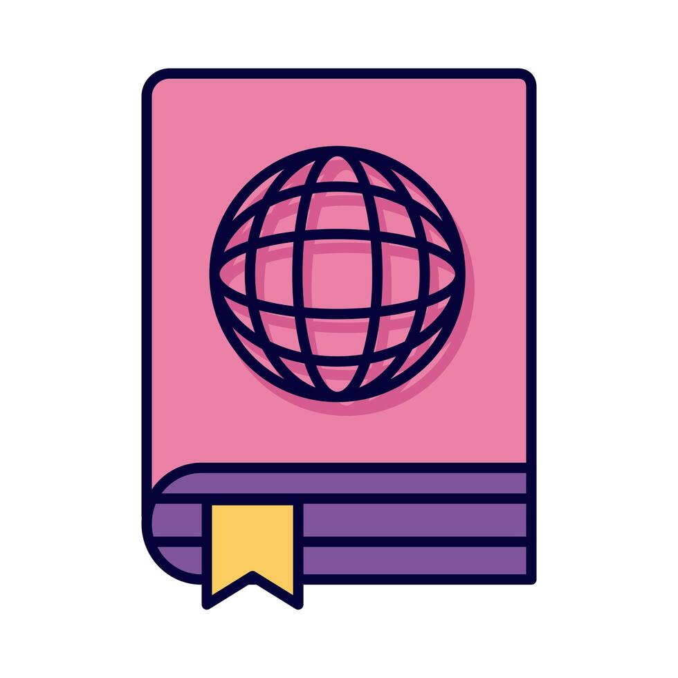 sphere browser in ebook line and fill style icon vector