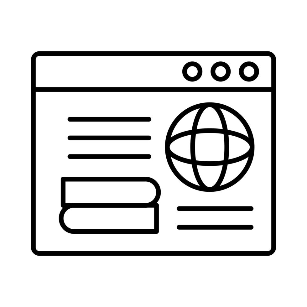 navegador de esfera con icono de estilo de línea de página web de plantilla vector