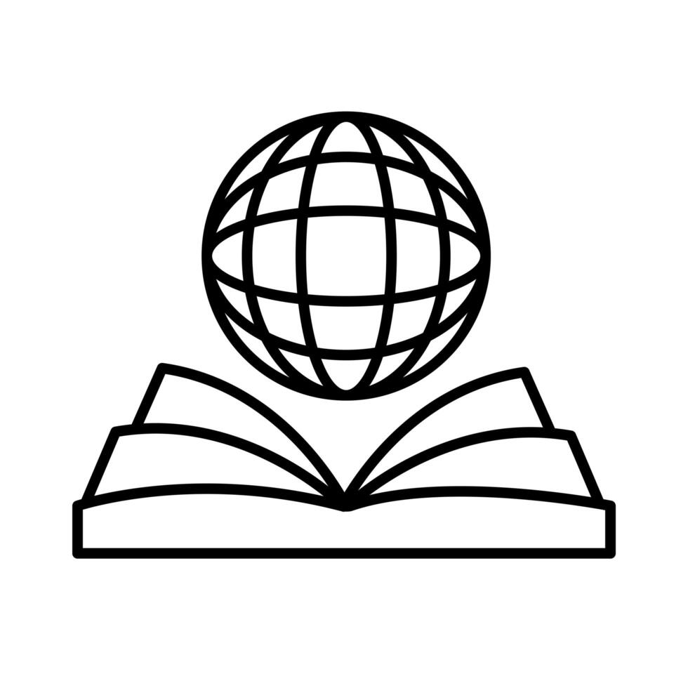 sphere browser with ebook line style icon vector