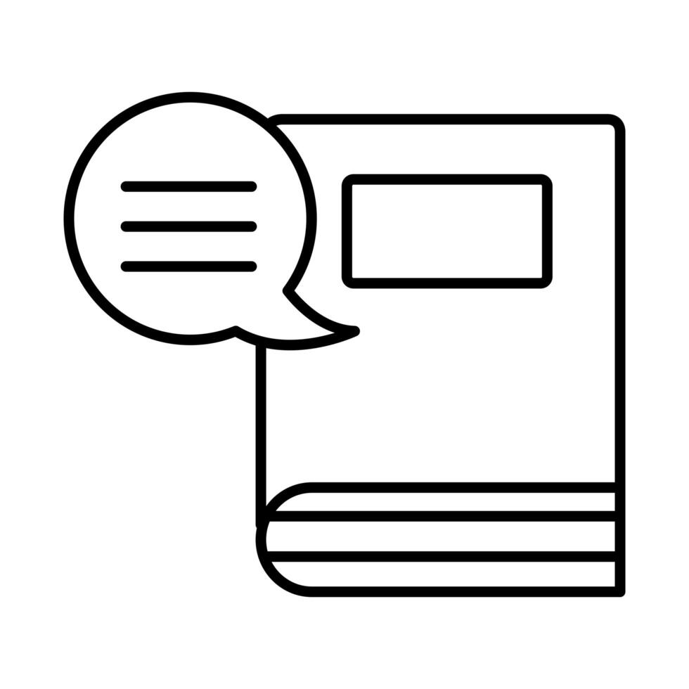 text book with speech bubble line style icon vector