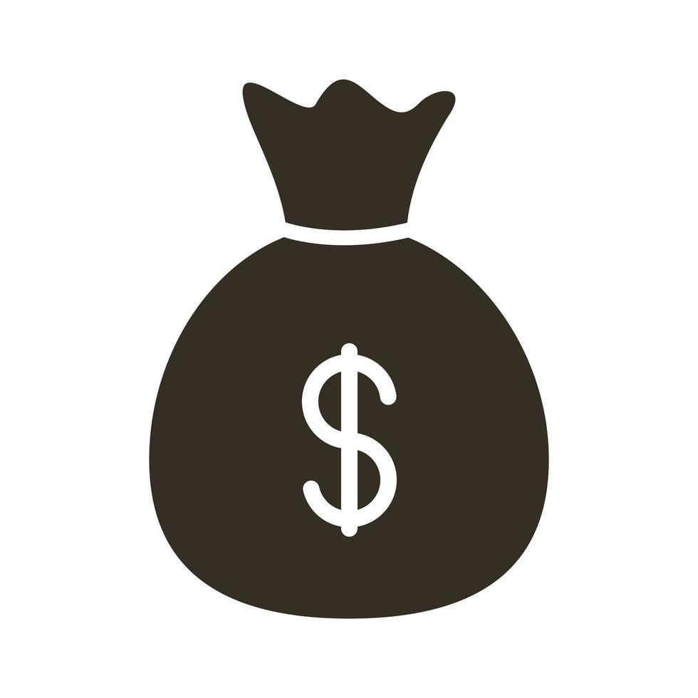 money bag silhouette style icon vector