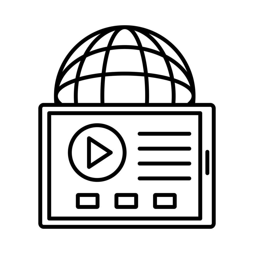 sphere browser with tablet line style icon vector