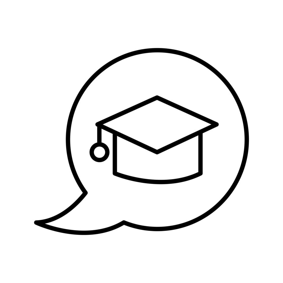 hat graduation in speech bubble line style icon vector