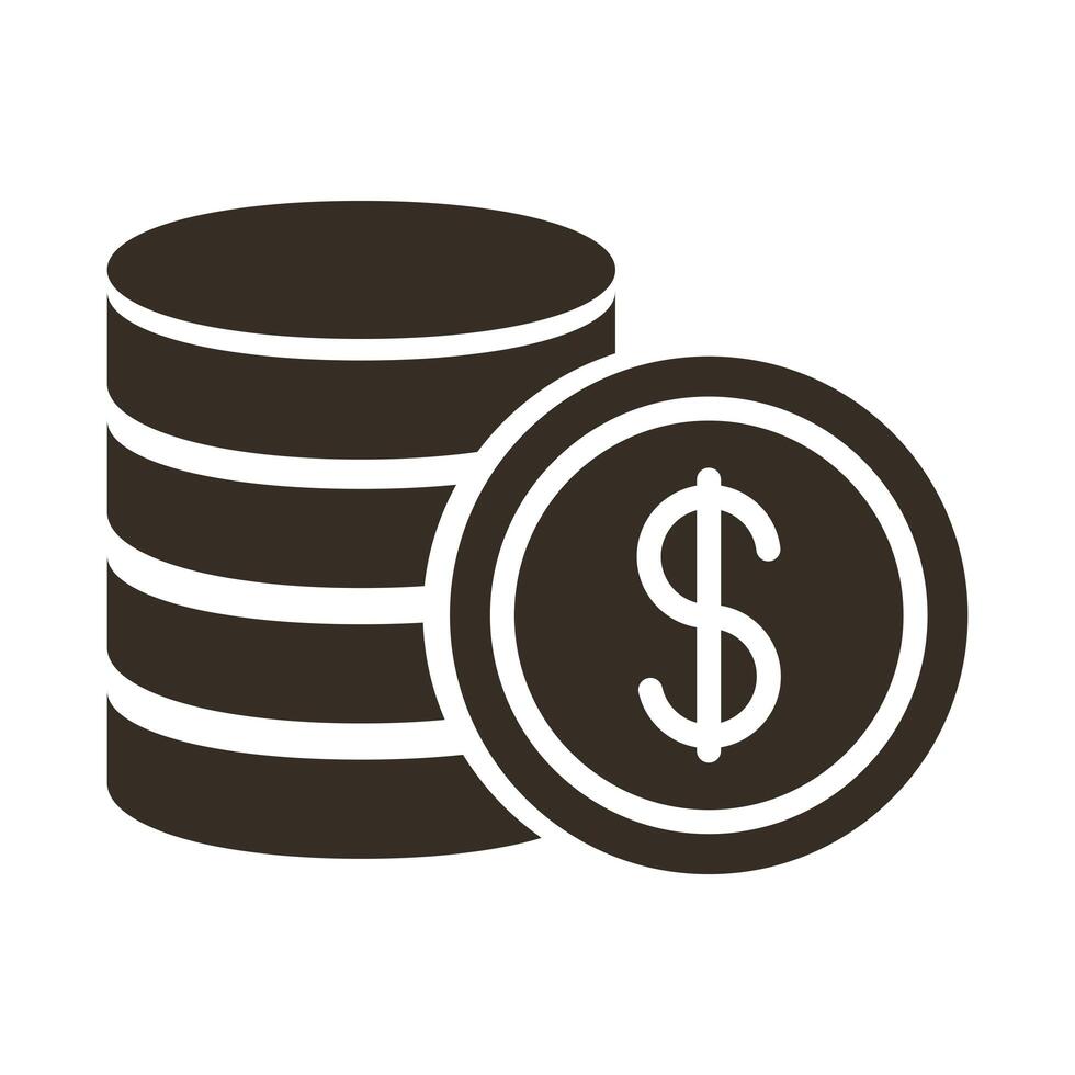 coins money dollars silhouette style icon vector