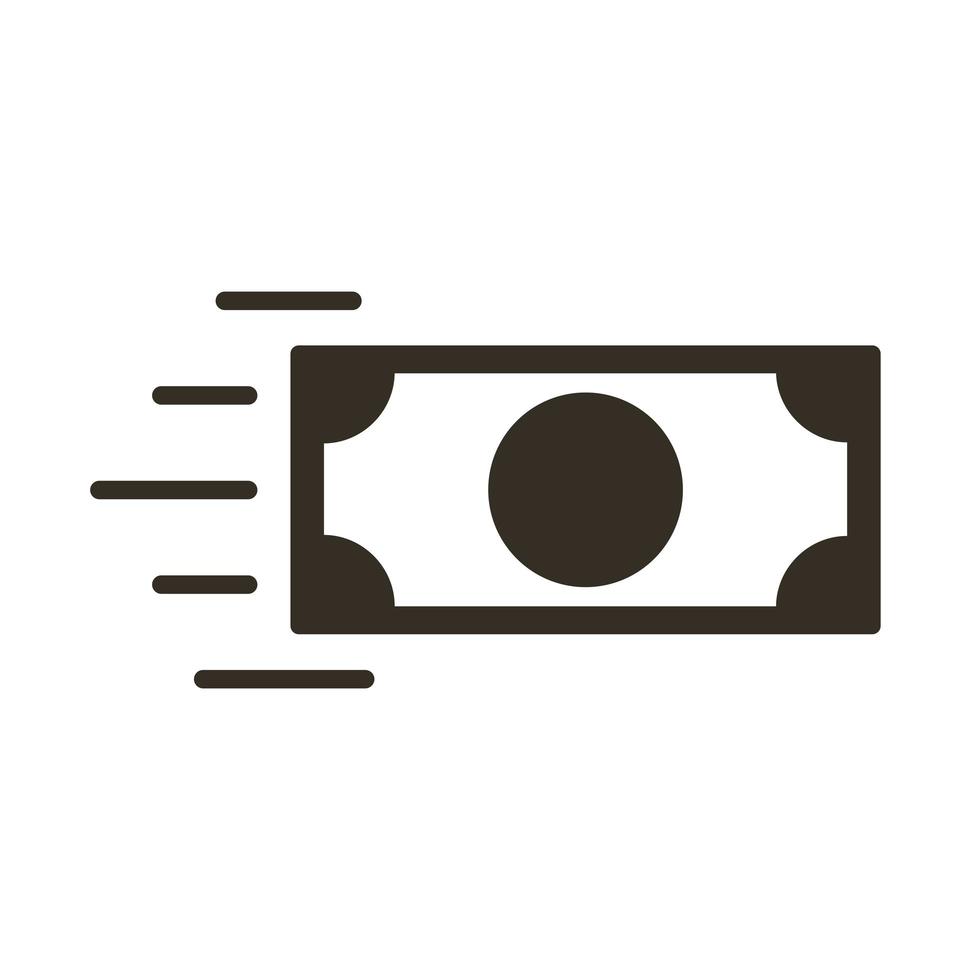 icono de estilo de silueta de billete de dólar vector