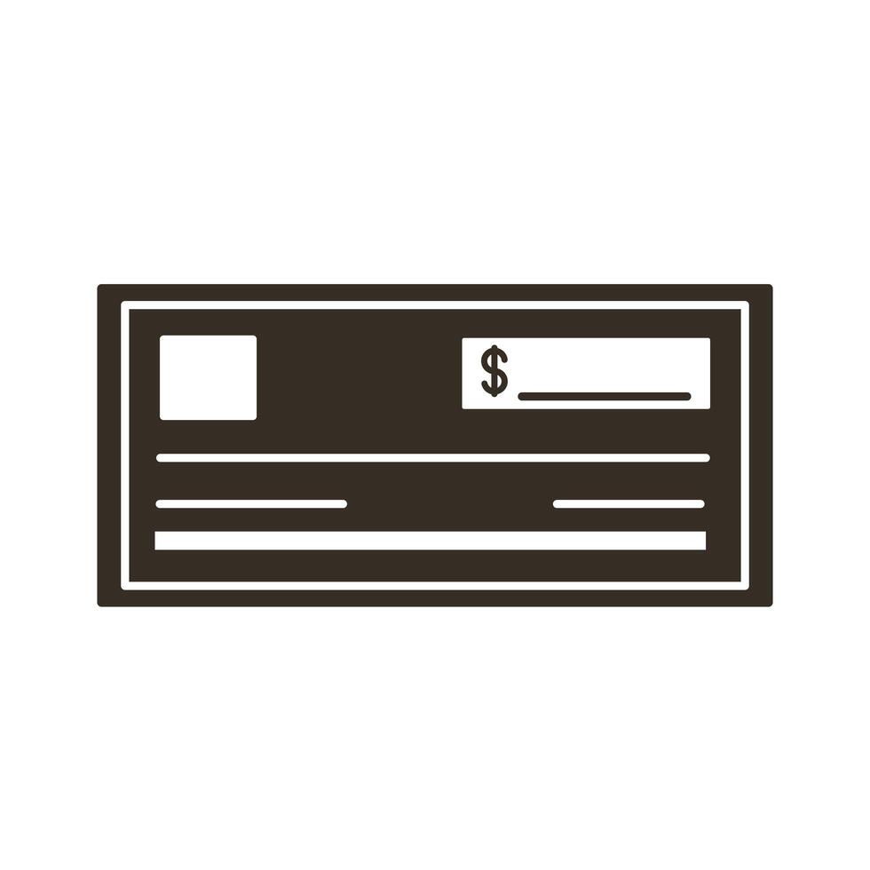 banknote check silhouette style icon vector