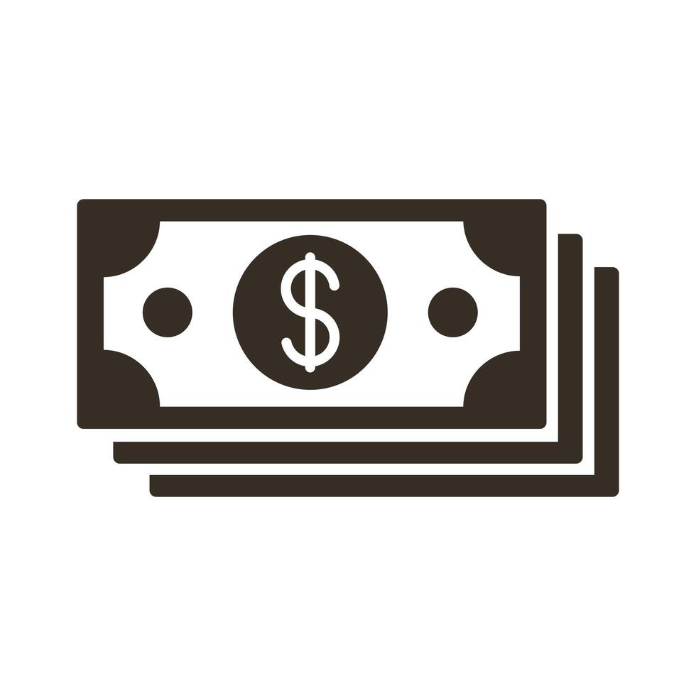 bills money dollars silhouette style icon vector