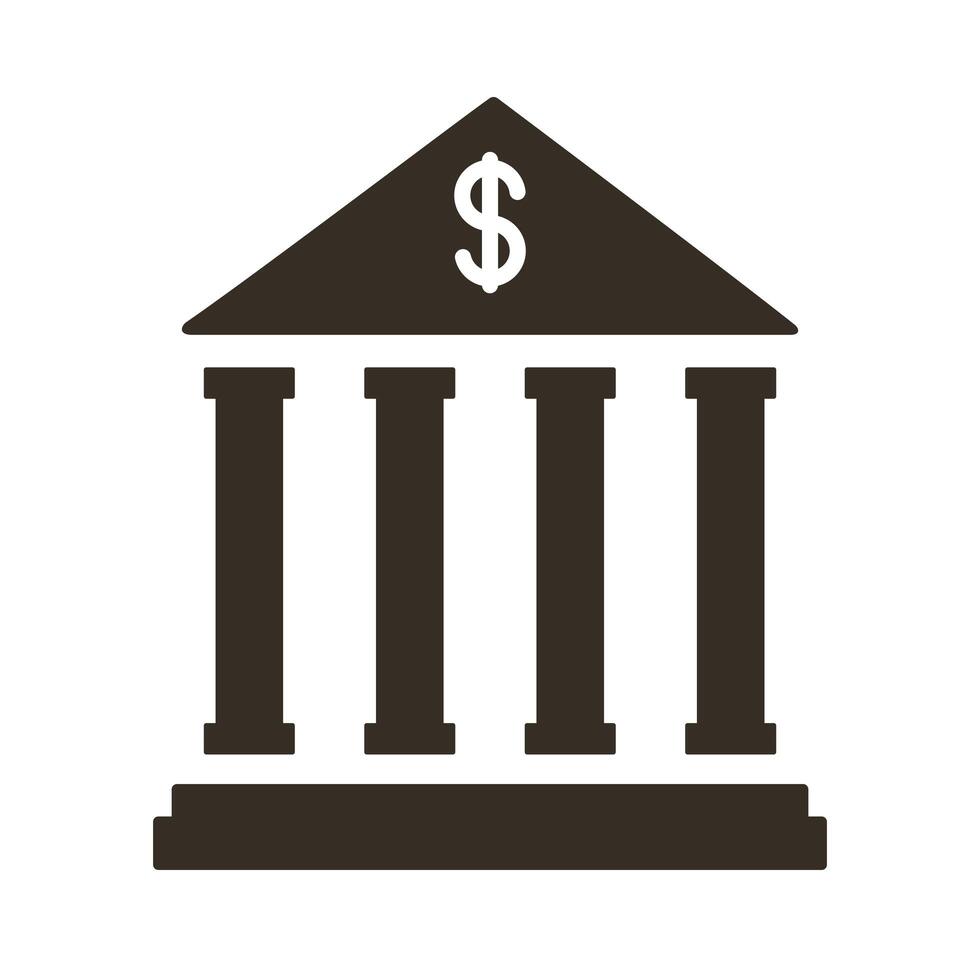 bank building silhouette style icon vector