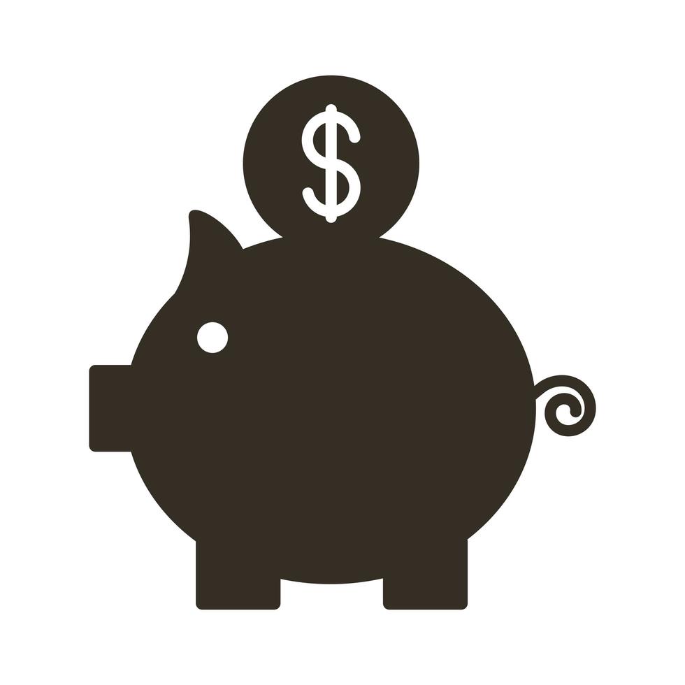 piggy savings silhouette style icon vector