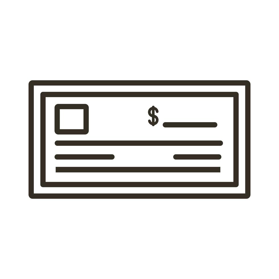 icono de estilo de línea de cheque de billetes vector