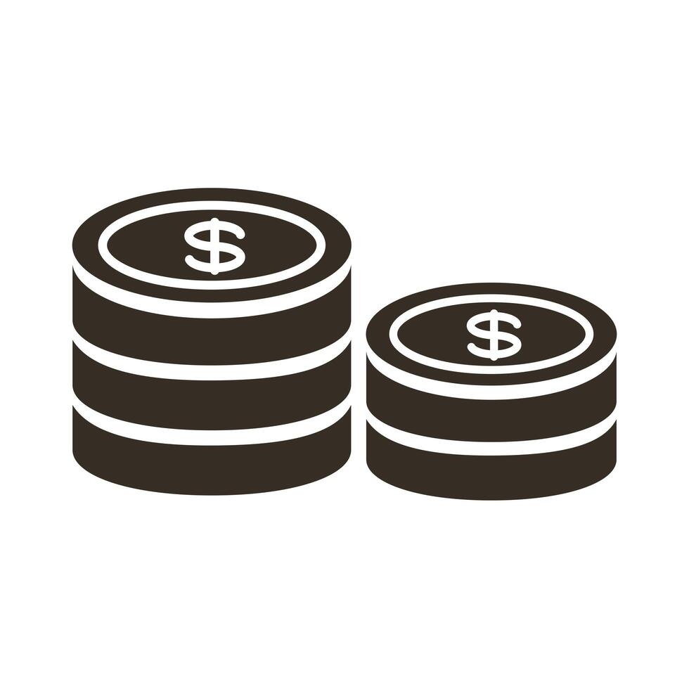 coins money dollars silhouette style icon vector