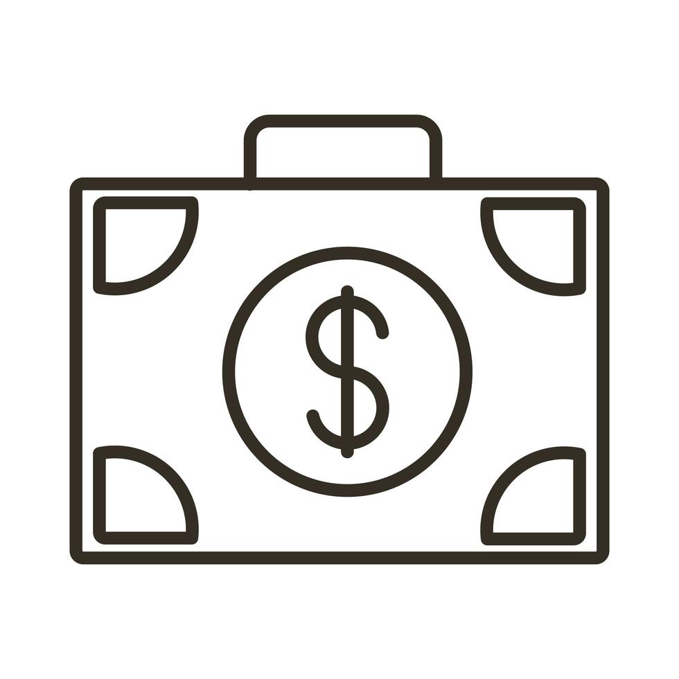portfolio with money dollars line style icon vector