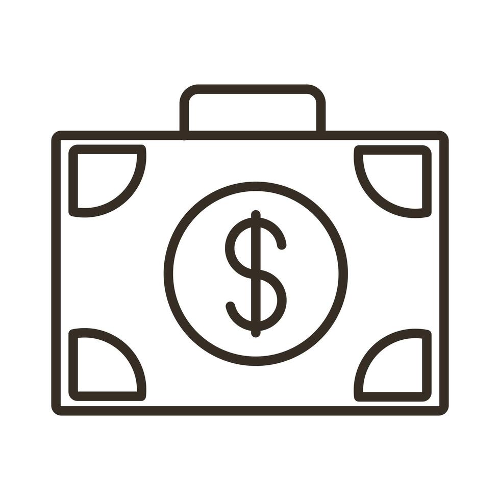 portfolio with money dollars line style icon vector