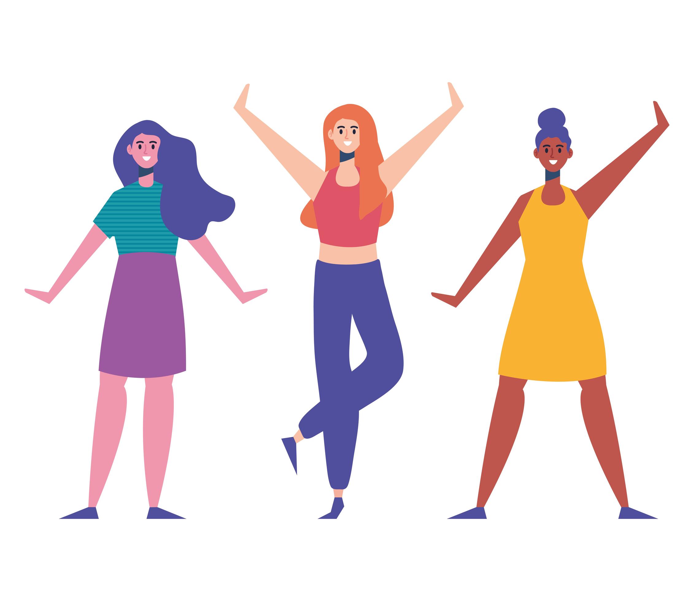 Three Happy Young Women Characters 2515239 Vector Art At Vecteezy Three Happy Young Women Characters 2515239 Vector Art At Vecteezy