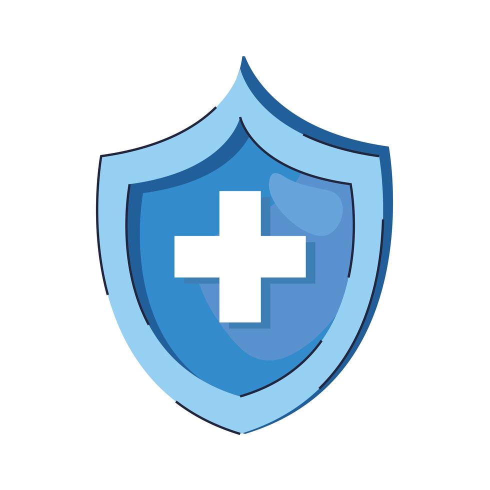 shield guard with cross protection icon vector