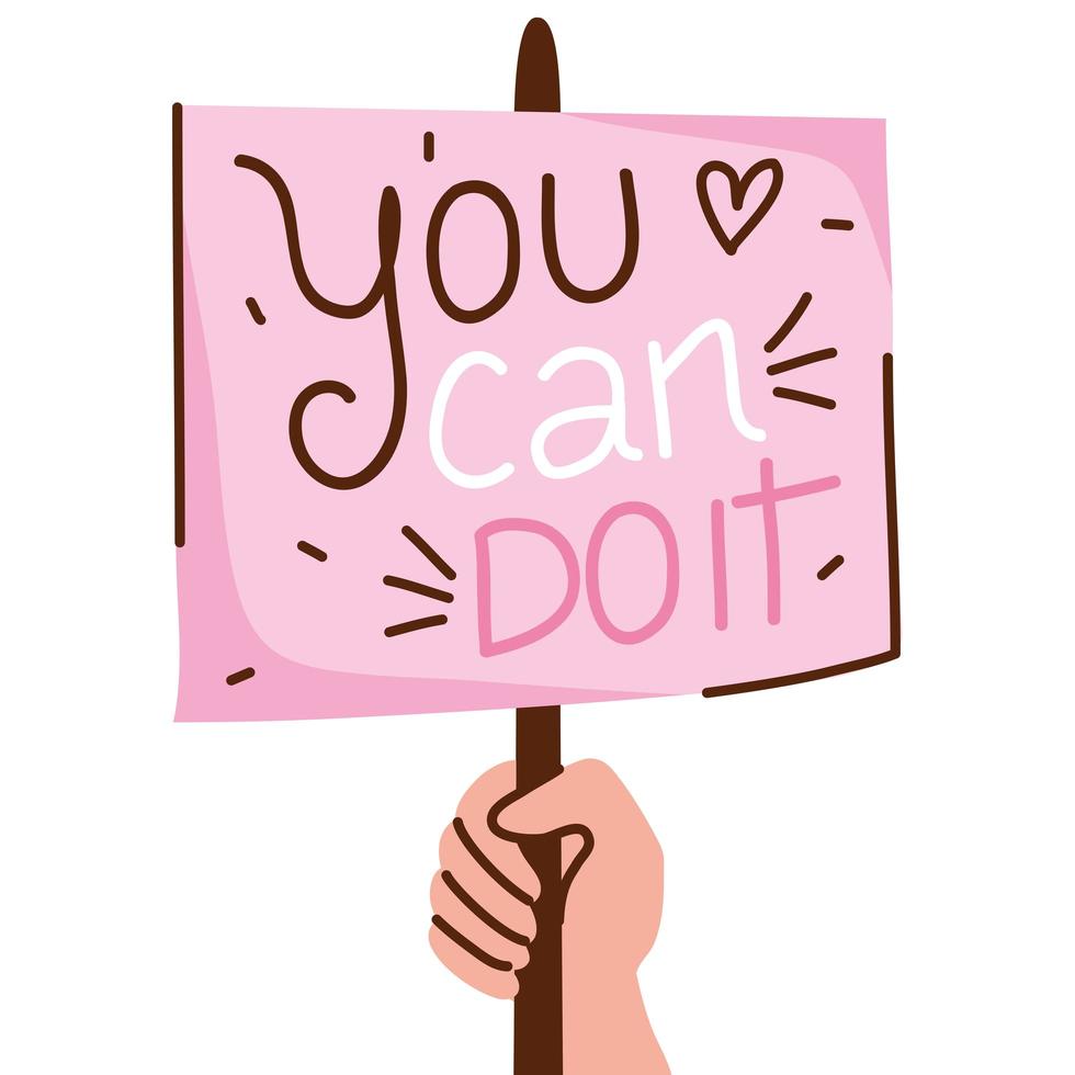 you can doit girl lettering in protest banner vector