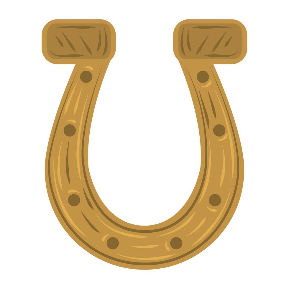 gold horseshoe luck icon flat vector