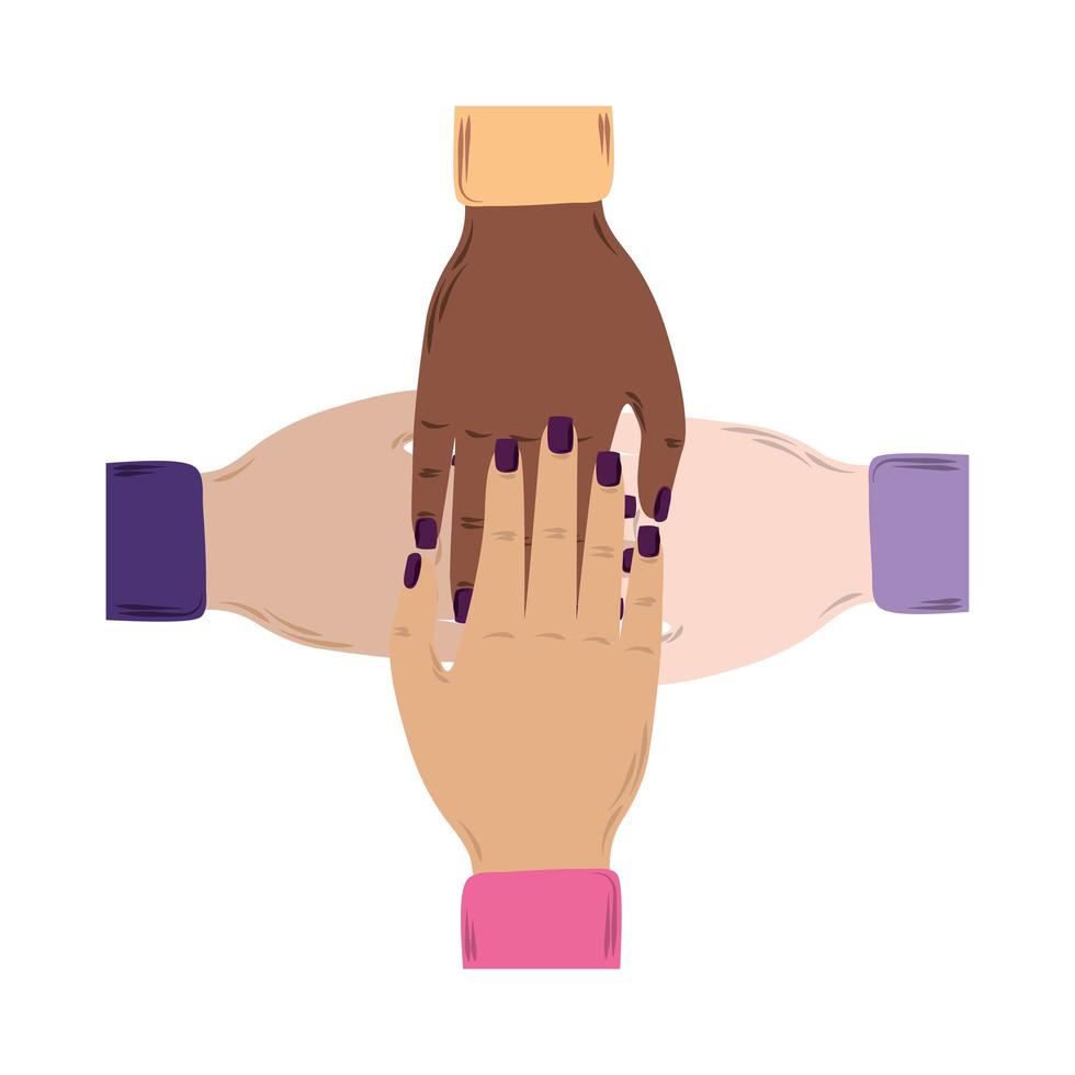 womens day diverse female hands together strong vector