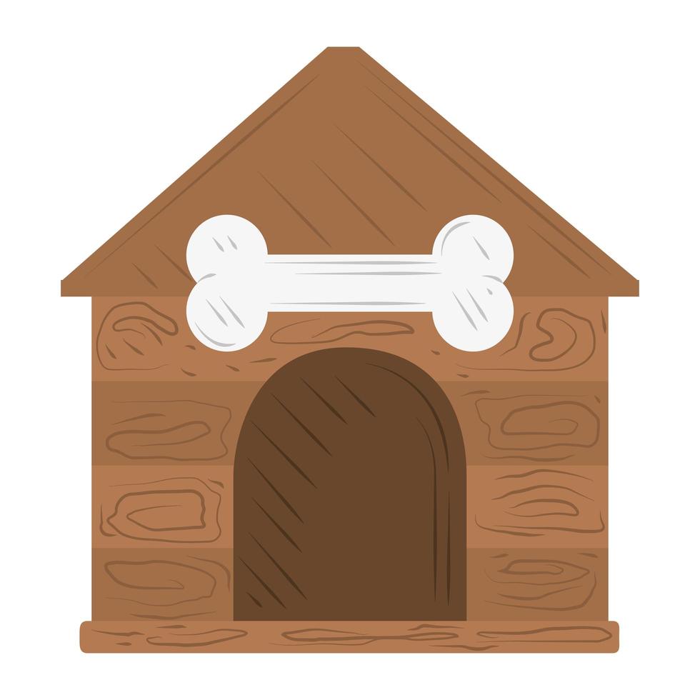 pet wooden house with bone white background vector