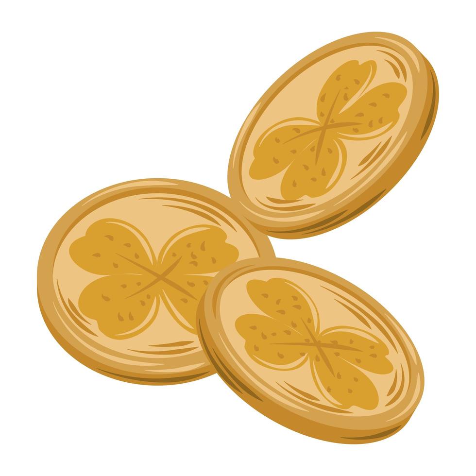 feliz día de san patricio monedas de oro icono del tesoro vector plano