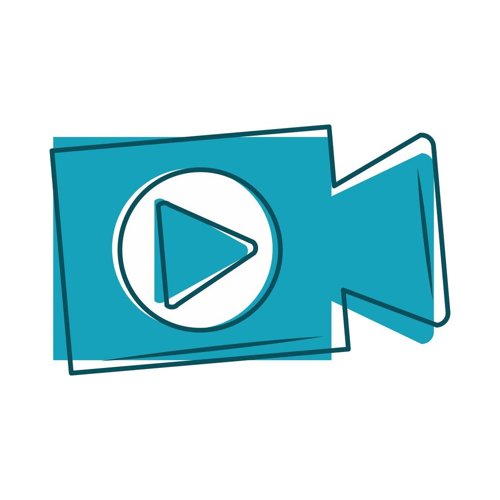 live stream camera play button blue design vector