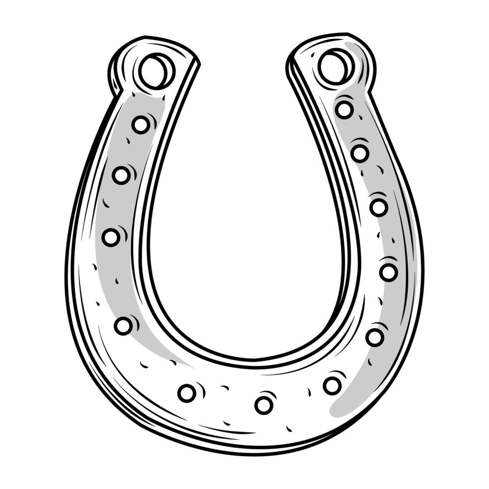 horseshoe luck retro icon sketch isolated vector