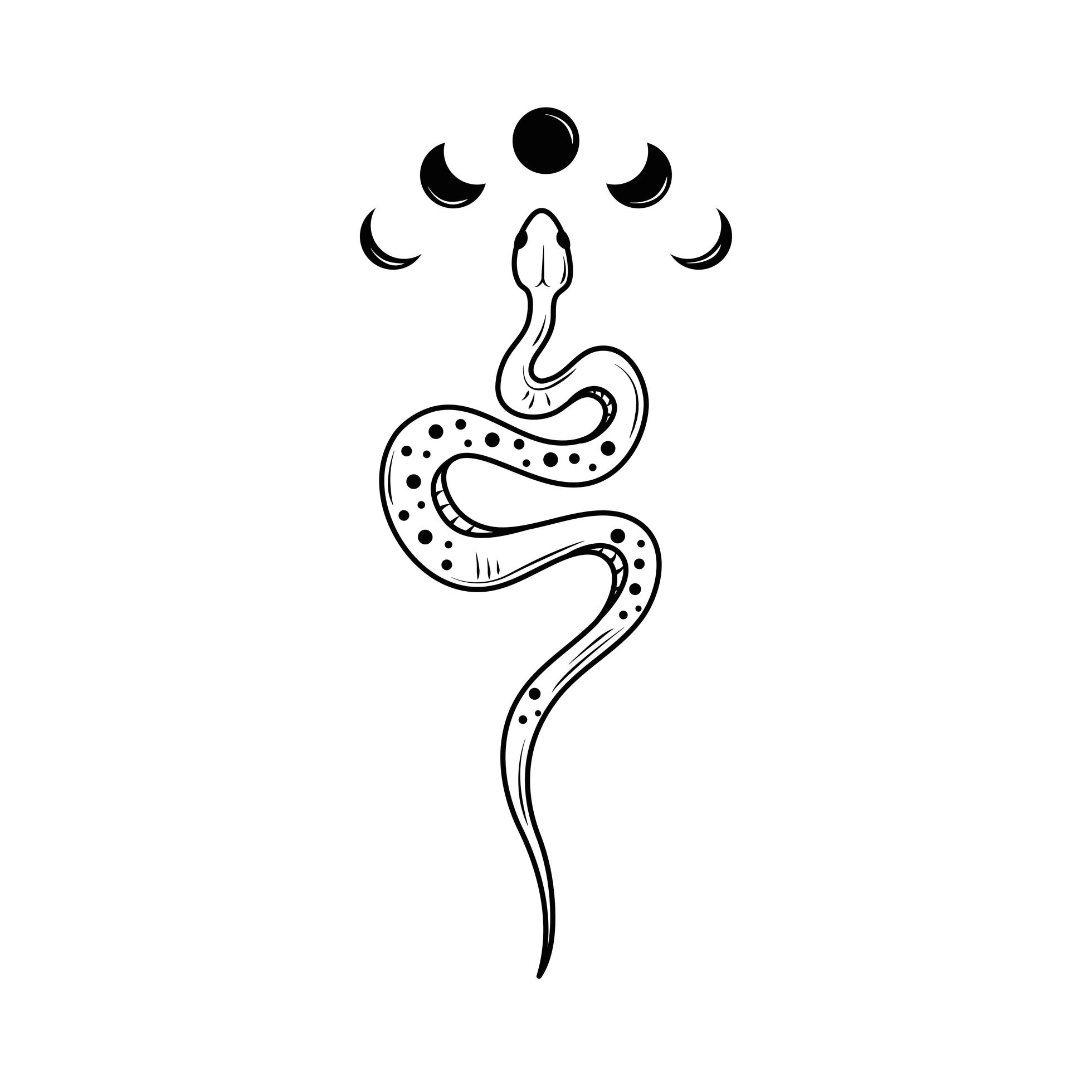 tattoo snake moon 2515483 Vector Art at Vecteezy