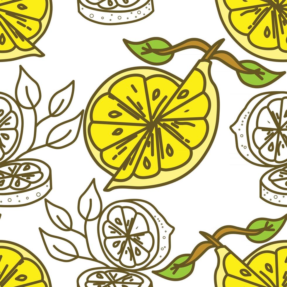 Lemon Fruit Pattern Seamless Vector Template