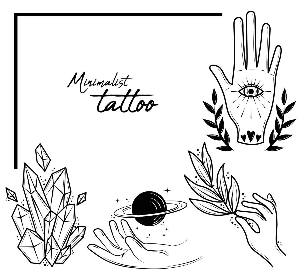 minimalist tattoos card vector