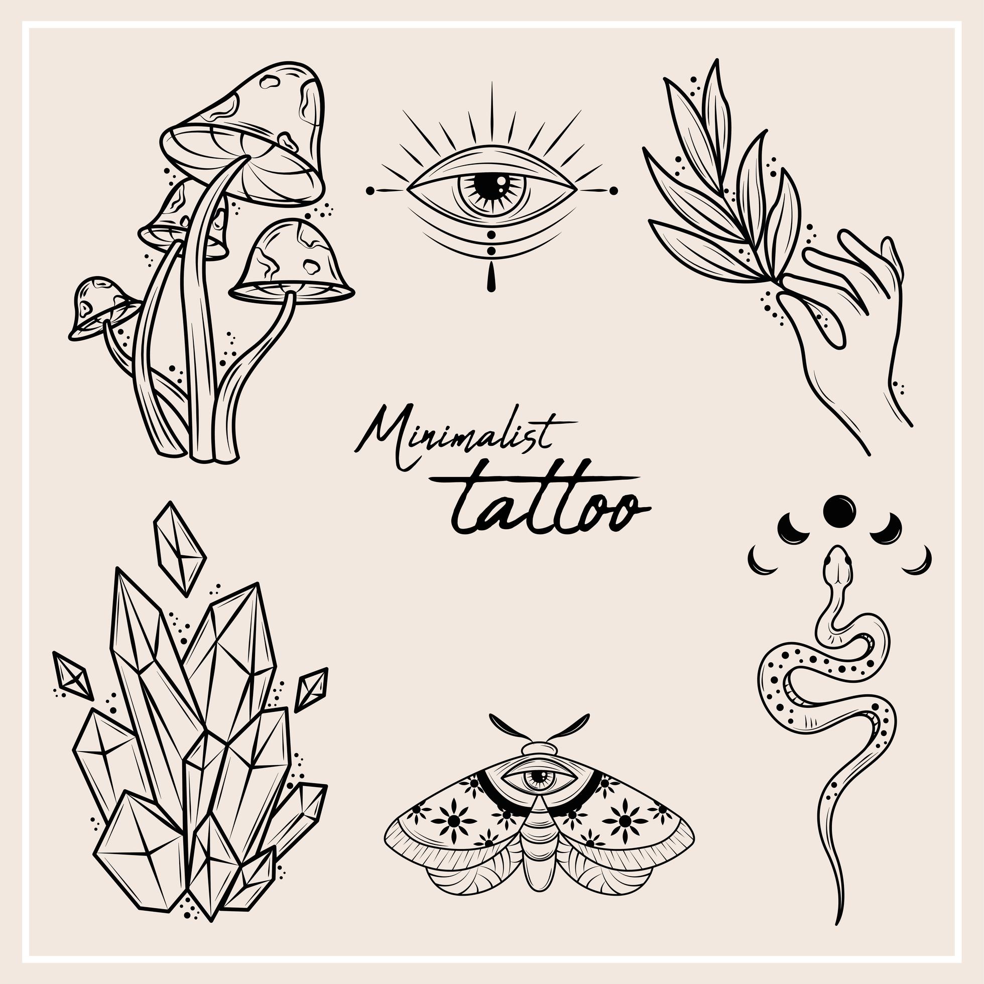 set minimalist tattoos 2515604 Vector Art at Vecteezy